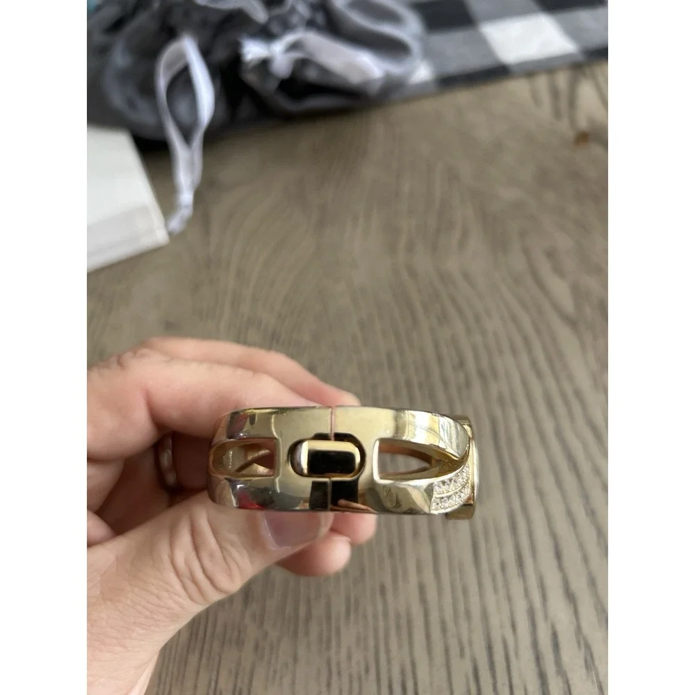 Studio Gold Tone Rhinestone Cuff Bracelet Watch Quartz Y2K